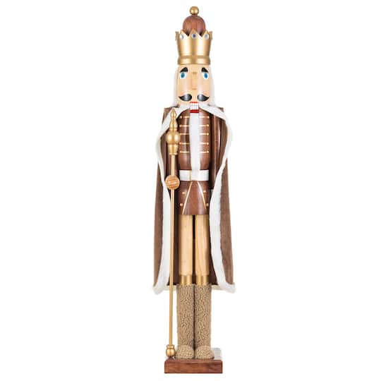 Glitzhome® 42" Wooden Christmas Brown King Nutcracker